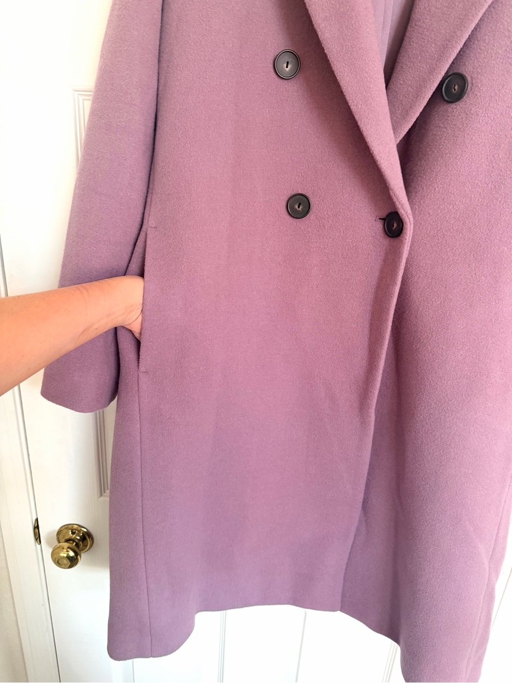 VINCE Brushed Wool Double Breasted Wool Coat Jacket Lavender Purple XL - Picture 7 of 10